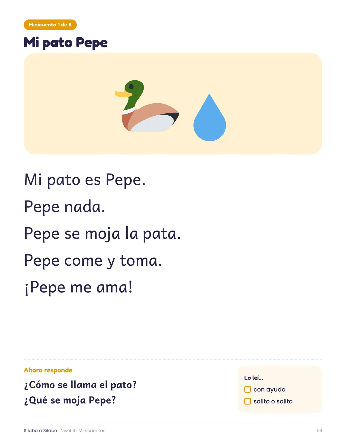 Minicuento Mi pato Pepe